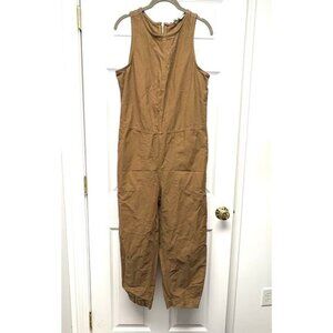 Everlane Brown Cotton Jumpsuit Sleeveless Zip Up Cargo Pockets Women’s Size 6